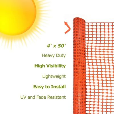 Image showing 5 th Ashman Online 4 x 50ft. Outdoor Weatherproof Fence, Orange Plastic Safety Mesh