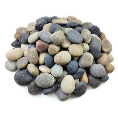 Image showing  0.14 cu. ft. 3-4 in. Mixed Beach Pebbles Smooth River Rocks, 10 lbs. for Gardens, Pathways, Pots, and DIY