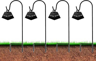 Image showing 5 th Ashman Online 25 in. Black Metal Outdoor Shepherd Hook, 12 pk.