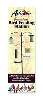 Image showing 7 th Ashman Online Premium Bird Feeding Station - Multi Feeder Pole Stand Kit with 4 Hangers - 22 in. W x 91 in. Tall (1-Pack)
