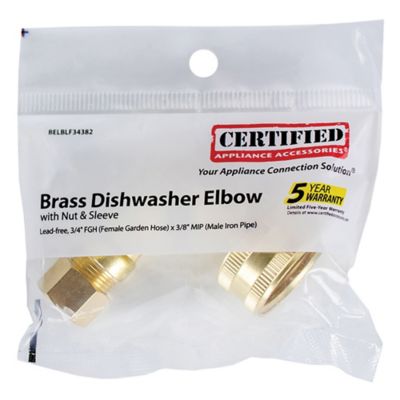 Image showing  3/4 in. FGH x 3/8 in. MIP Dishwasher Elbow with Nut & Compression Ferrule