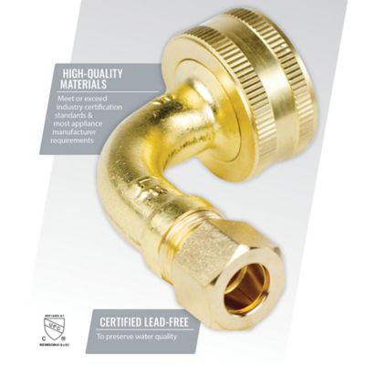 Image showing 6 th Certified Appliance Accessories 3/4 in. FGH x 3/8 in. MIP Dishwasher Elbow with Nut & Compression Ferrule