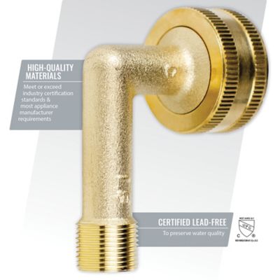 Image showing 6 th Certified Appliance Accessories 3/4 in. FGH (Female Garden Hose) x 3/8 in. MIP (Male Iron Pipe) Dishwasher Elbow