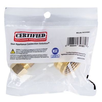 Image showing  3/4 in. FGH x 3/8 in. MIP Dishwasher Elbow with Nut & Ferrule