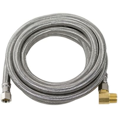 Image showing  10 ft. Braided Stainless Steel Dishwasher Connector with Angled Elbow, 3/8 in. FCM x 3/8 in. FCM