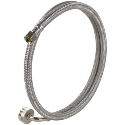 Image showing  4 ft. Braided Stainless Steel Dishwasher Connector with Curved Elbow, 3/8 in. FCM x 3/4 in. FGH