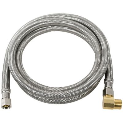 Image showing  5 ft. Braided Stainless Steel Dishwasher Connector with Angled Elbow, 3/8 in. FCM x 3/8 in. FCM