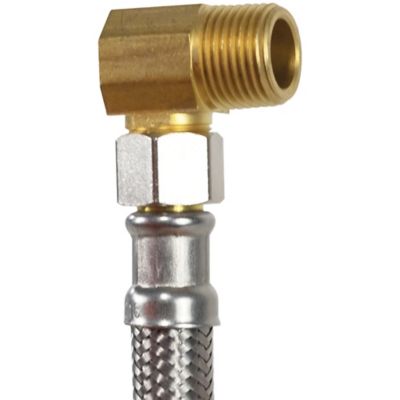 Image showing  5 ft. Braided Stainless Steel Dishwasher Connector with Angled Elbow, 3/8 in. FCM x 3/8 in. FCM