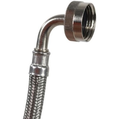 Image showing  6 ft. Braided Stainless Steel Dishwasher Connector with Curved Elbow, 3/8 in. FCM x 3/4 in. FGH