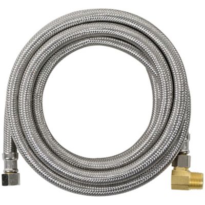 Certified Appliance Accessories 8 ft. Braided Stainless Steel Dishwasher Connector with Angled Elbow, 3/8 in. FCM x 3/8 in. FCM