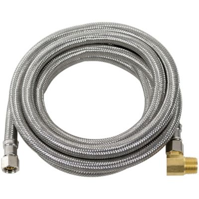 Image showing  8 ft. Braided Stainless Steel Dishwasher Connector with Angled Elbow, 3/8 in. FCM x 3/8 in. FCM