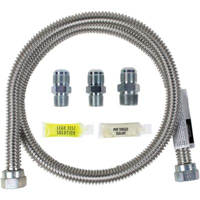 CENTURY 4ft Flexible Stainless Steel Gas Connector Kit With Shut Off Valve – For Propane/Natural Gas