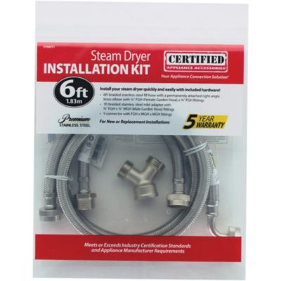 Image showing  6 ft. Braided Stainless Steel Steam Dryer Installation Kit with Elbow