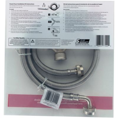 Image showing 5 th Certified Appliance Accessories 6 ft. Braided Stainless Steel Steam Dryer Installation Kit with Elbow