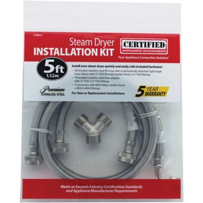 Image showing  5 ft. Braided Stainless Steel Steam Dryer Installation Kit with Elbow