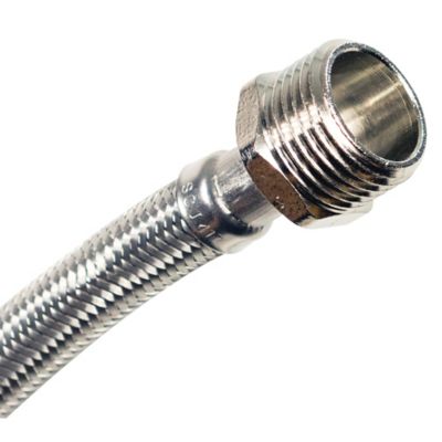 Image showing  1 ft. Braided Stainless Steel Water-Inlet Hose, 3/4 in. FGH x 3/4 in. MGH