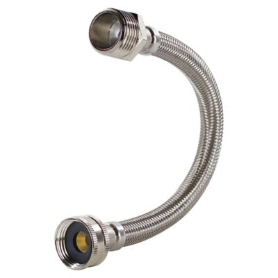 Image showing 6 th Certified Appliance Accessories 1 ft. Braided Stainless Steel Water-Inlet Hose, 3/4 in. FGH x 3/4 in. MGH