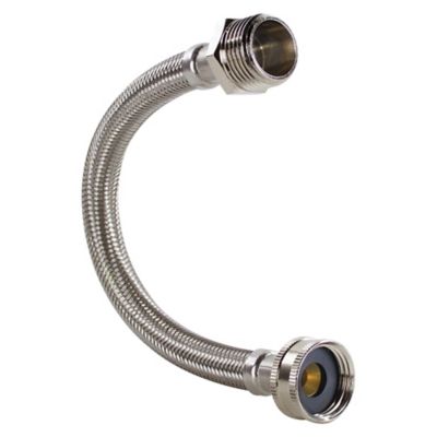 Image showing 9 th Certified Appliance Accessories 1 ft. Braided Stainless Steel Water-Inlet Hose, 3/4 in. FGH x 3/4 in. MGH