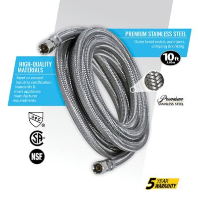 Image showing 5 th Certified Appliance Accessories 10 ft. Braided Stainless Steel Ice Maker Connector
