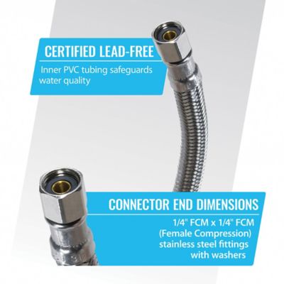Image showing  25 ft. Braided Stainless Steel Ice Maker Connector