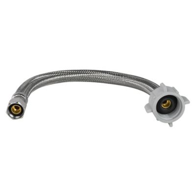 Image showing  16 in. Braided Stainless Steel Toilet Supply Line, 3/8 in. FCM x 7/8 in. Female Ballcock