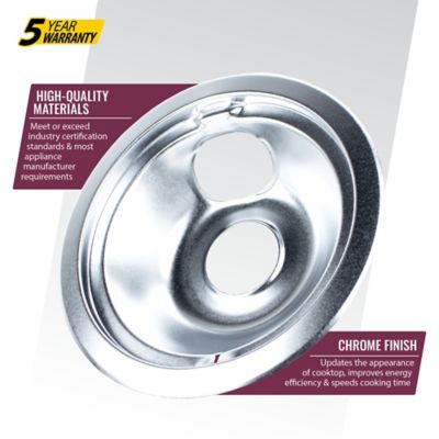 Image showing  Chrome Style B Drip Bowls, 2 Large 8 in. & 2 Small 6 in. for GE & Hotpoint Electric Ranges