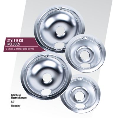 Image showing  Chrome Style B Drip Bowls, 2 Large 8 in. & 2 Small 6 in. for GE & Hotpoint Electric Ranges