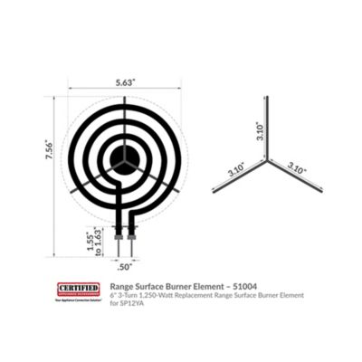 Image showing 5 th Certified Appliance Accessories 6 in. 3-Turn 1,250-Watt Replacement Range Surface Burner Element for SP12YA