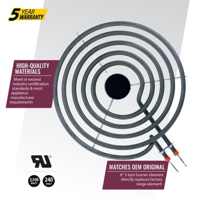 Image showing  8 in. 2,100W 5-Turn Surface Burner Element for Whirlpool, Kenmore, Frigidaire & Maytag MP21YA