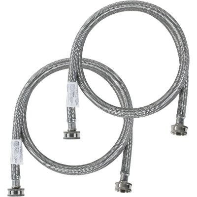 Certified Appliance Accessories 4 ft. Braided Stainless Steel Washing Machine Hoses, 2-Pack, CERT77503