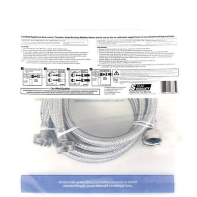 Image showing 8 th Certified Appliance Accessories 4 ft. Braided Stainless Steel Washing Machine Hoses, 2-Pack, WM48SS2PK