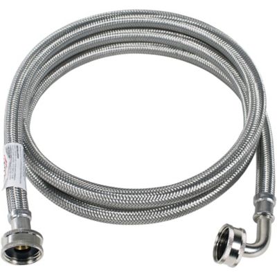 Image showing  4 ft. Braided Stainless Steel Washing Machine Hose with Elbow