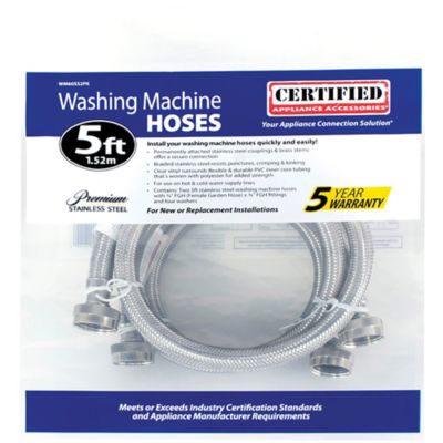 Certified Appliance Accessories 5 ft. Braided Stainless Steel Washing Machine Hoses, 2-Pack