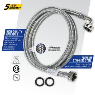 Image showing 5 th Certified Appliance Accessories 5 ft. Braided Stainless Steel Washing Machine Hose with Elbow