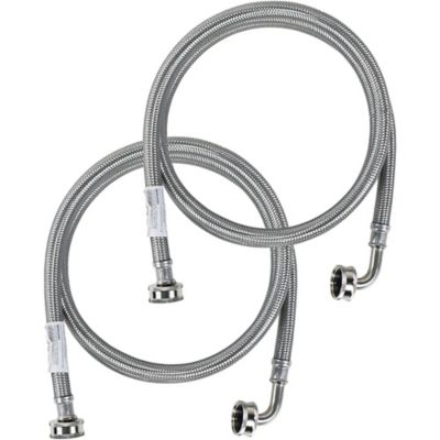Image showing  5 ft. Braided Stainless Steel Washing Machine Hoses with Elbow, 2-Pack