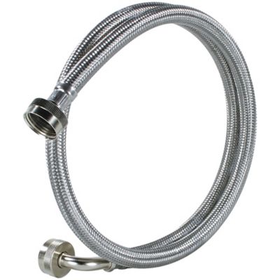 Image showing  5 ft. Braided Stainless Steel Washing Machine Hoses with Elbow, 2-Pack