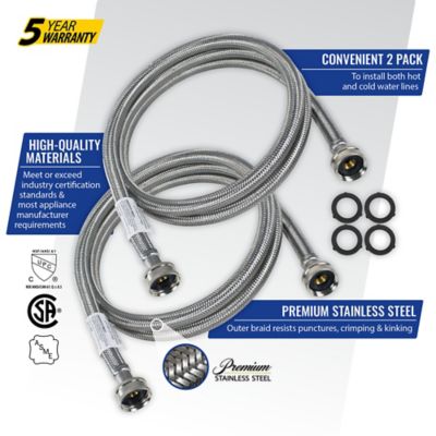 Image showing 6 th Certified Appliance Accessories 6 ft. Braided Stainless Steel Washing Machine Hoses, 2-Pack, WM72SS2PK