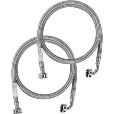 Image showing  6 ft. Braided Stainless Steel Washing Machine Hoses with Elbow, 2-Pack