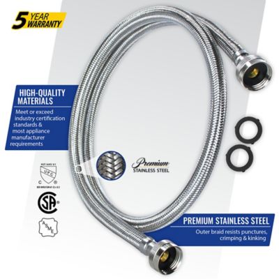 Image showing 5 th Certified Appliance Accessories 8 ft. Braided Stainless Steel Washing Machine Hose