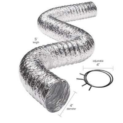 Image showing 5 th Deflecto 4 in. x 5 ft. Supurr-Flex Multilayered Flexible Aluminum Duct with Metal Spring Clamps
