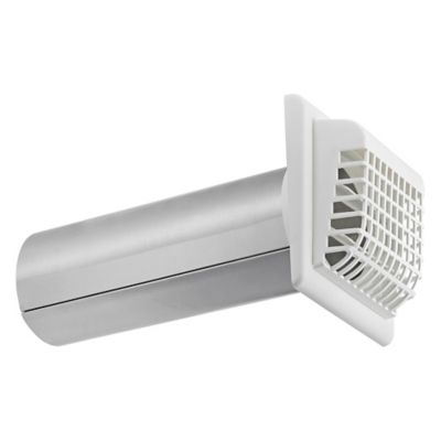 Lambro 4 in. White Plastic Louvered Vent with Tail Piece and Bird/Rodent Guard