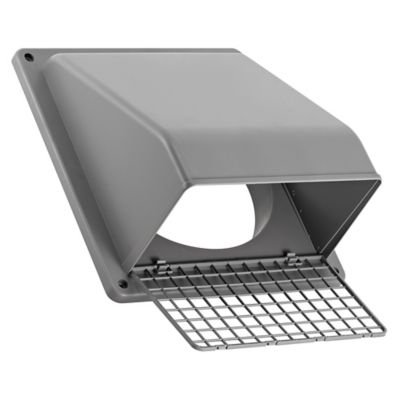 Image showing 5 th Lambro 8 in. Plastic Wall Exhaust or Air Intake Vent with Hinged Screen and Removable Damper, Gray