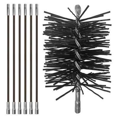 Chromex 18 ft. Chimney Cleaning Kit with Six 3 ft. Fiberglass Rods, Premium Poly Brush, and 1/4 in. NPT Fittings (6 in. Brush)