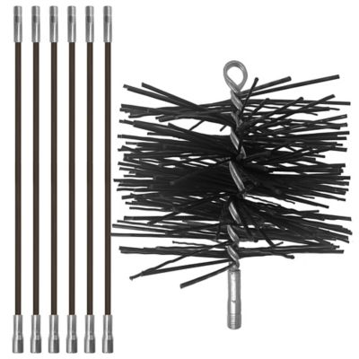 Chromex 18 ft. Chimney Cleaning Kit with Six 3 ft. Fiberglass Rods, Premium Poly Brush, and 1/4 in. NPT Fittings (8 in. Brush)
