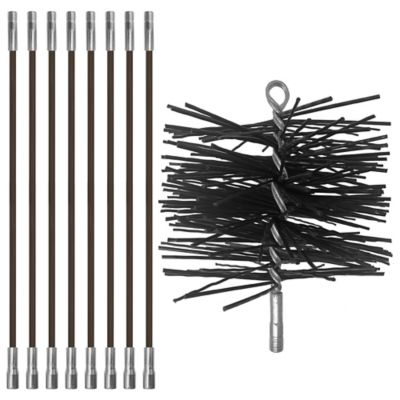 Chromex 24 ft. Chimney Cleaning Kit with Eight 3 ft. Fiberglass Rods Kit, 6 in. Premium Poly Brush, and 1/4 in. NPT Fittings