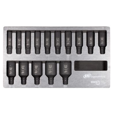 Ingersoll Rand DXS2 Drive Hex Deep Metric Impact Socket Set, 15 pc.