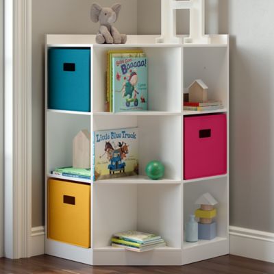 Image showing  Kids Corner Playroom Cabinet with 6 Toy Storage Cubbies and 3 Angled Shelves, 02-144