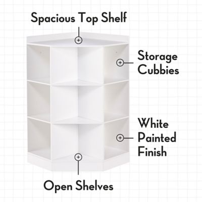 Image showing  Kids Corner Playroom Cabinet with 6 Toy Storage Cubbies and 3 Angled Shelves, 02-144