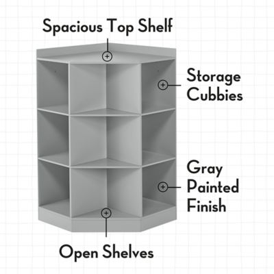Image showing  Kids Corner Playroom Cabinet with 6 Toy Storage Cubbies and 3 Angled Shelves, 02-145