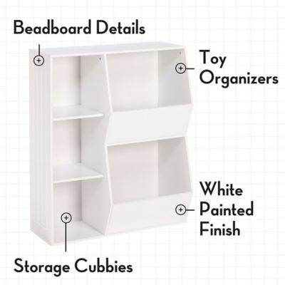 Image showing  Kids Playroom Toy Organizer and Bookcase with 3 Cubbies and 2 Veggie Storage Bins, 02-146